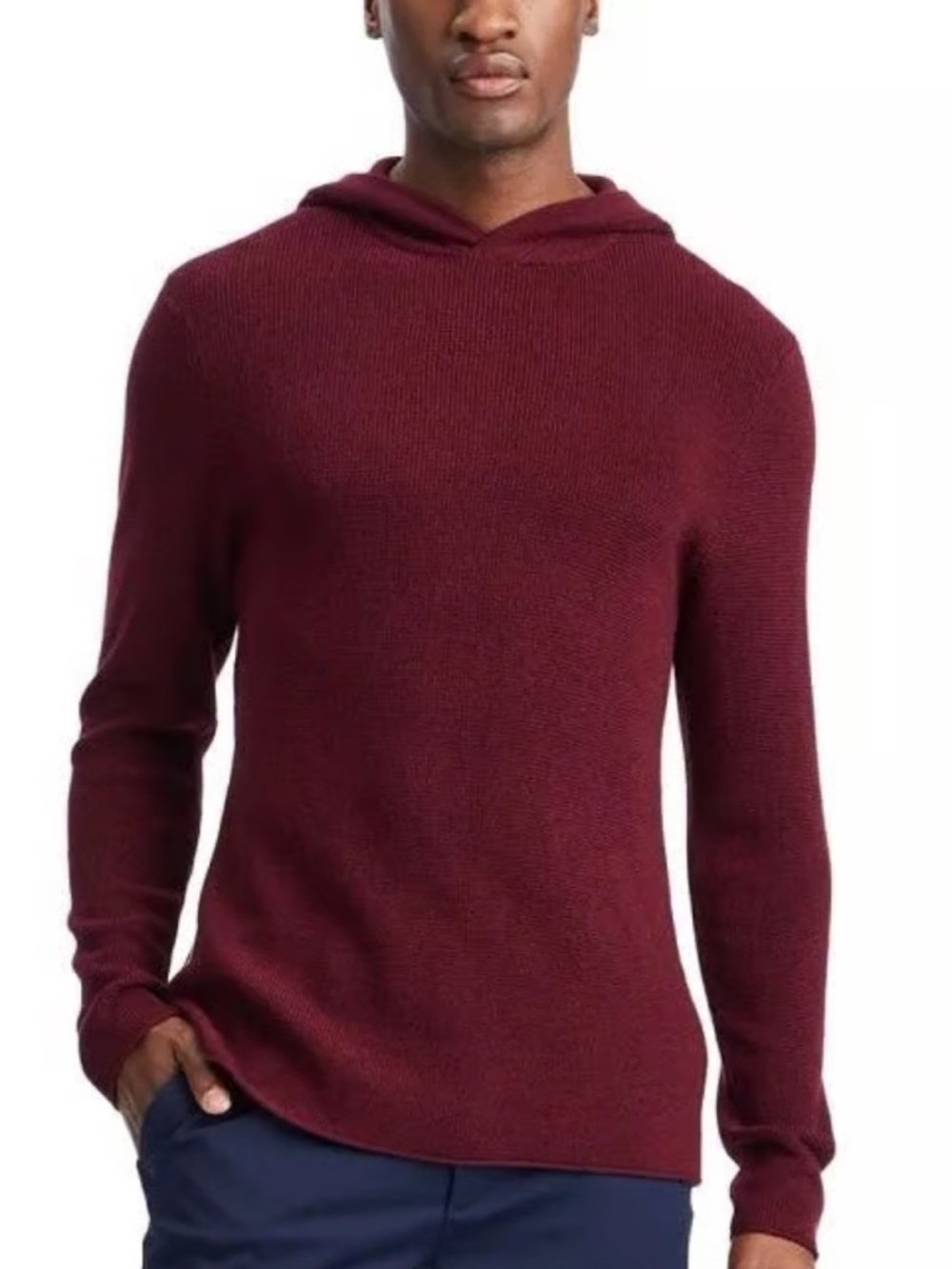 G/FORE Men’s Sweater Waffle Stitch Merino
Wool Hoodie in Rhubarb size Large